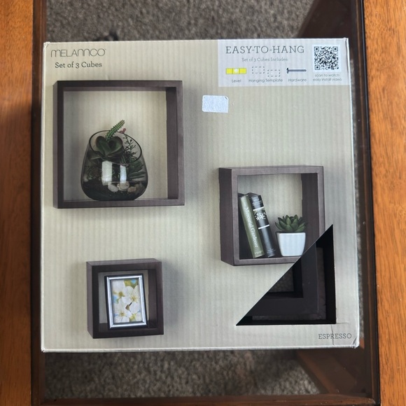 Espresso Wall Cubes - Set of 3 - Picture 3 of 3